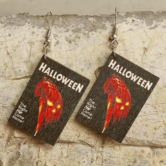 Jewelry - Michael Myers Halloween Earrings 🎃 | Wooden Movie Poster | Horror Film Jewelry